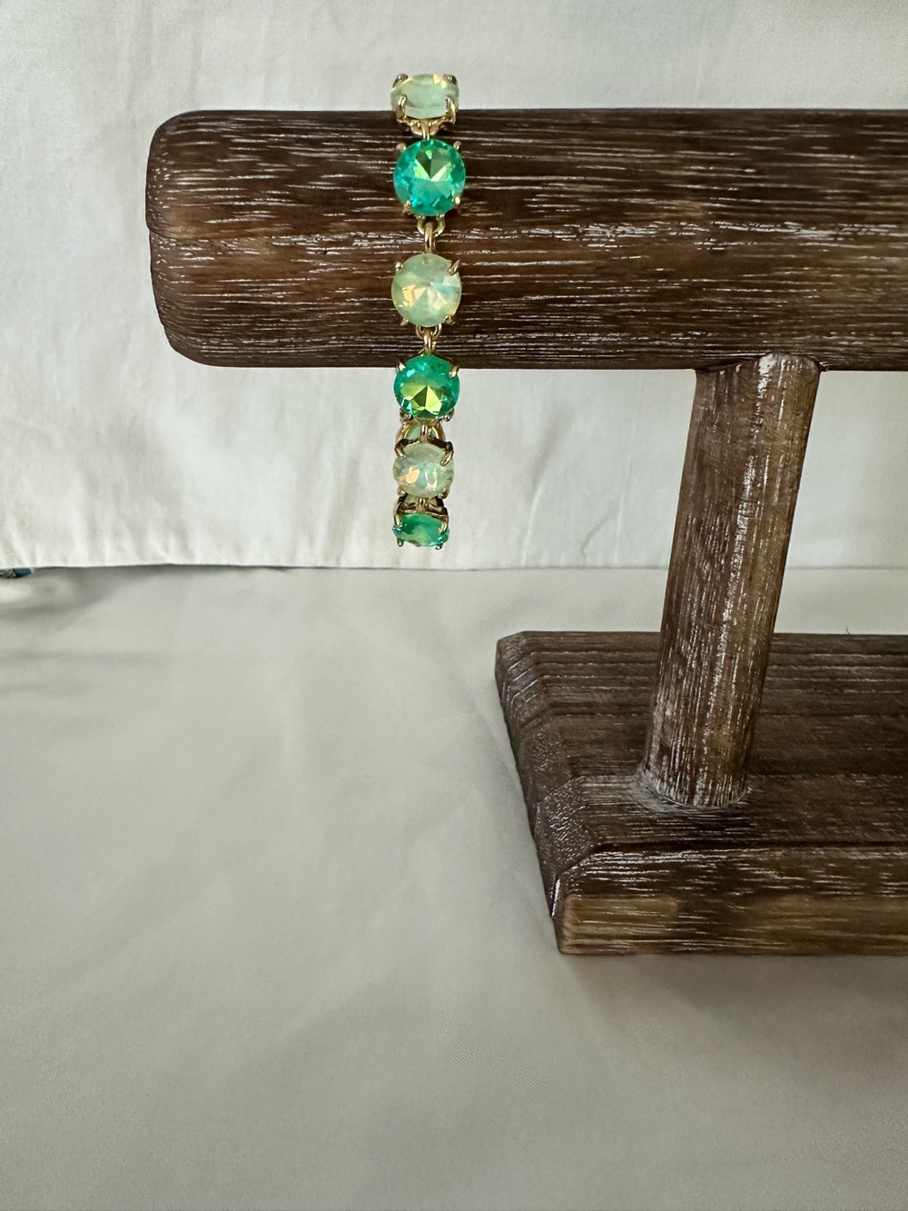 Gold-Plated Green Crystal Tennis Bracelet - Women Jewelry